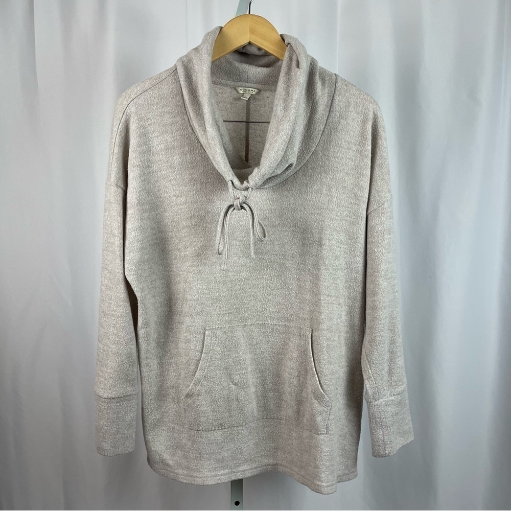 Sonoma Large Cowl Neck Drop Shoulder Neutral Soft Cozy Sweater Loose Slouchy